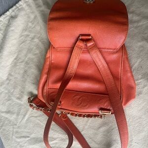 Chanel Vibrant Orange Leather Backpack
